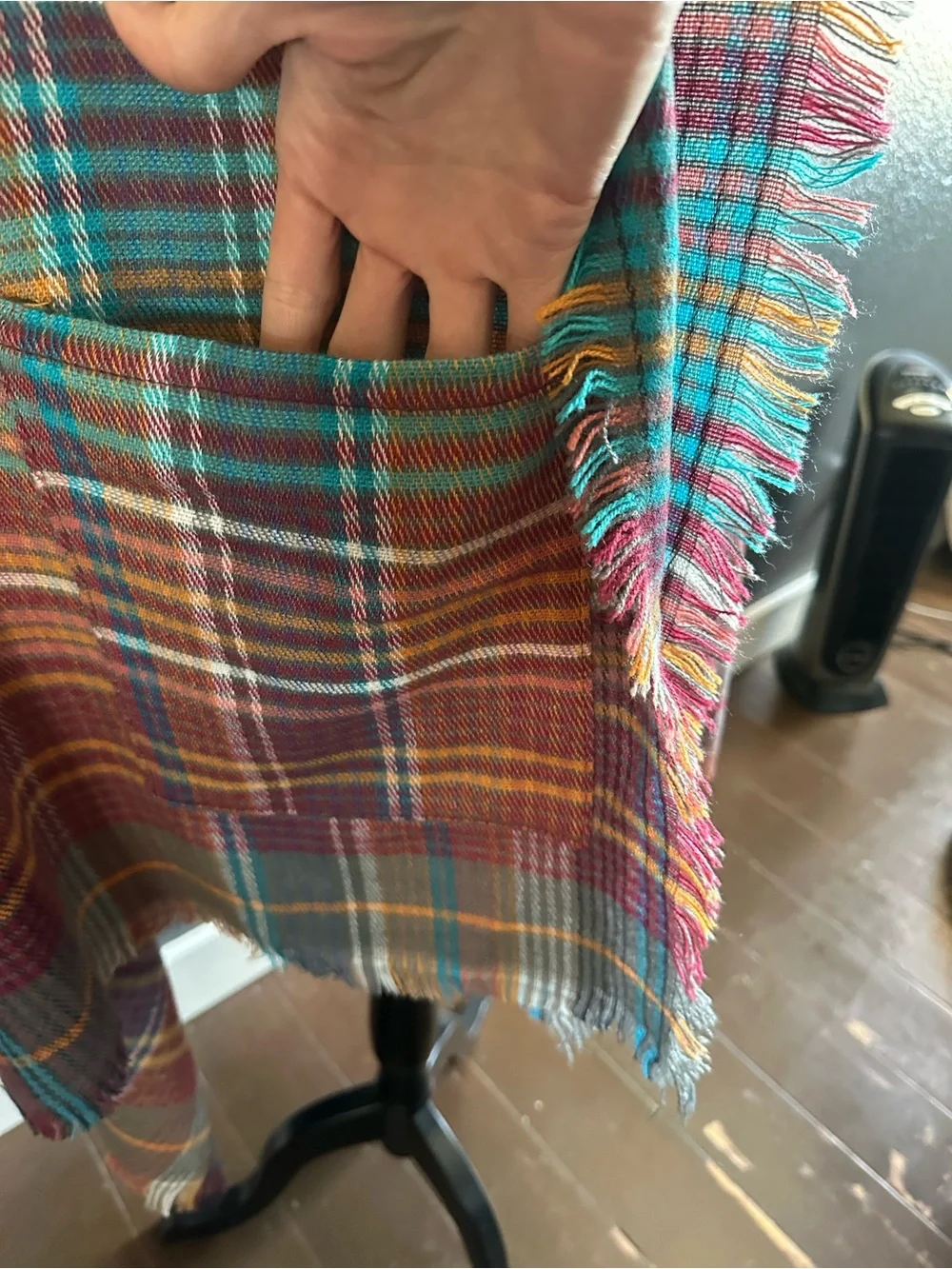 NWT Grace & Lace Plaid Pocket Poncho Wrap Scarf One Size